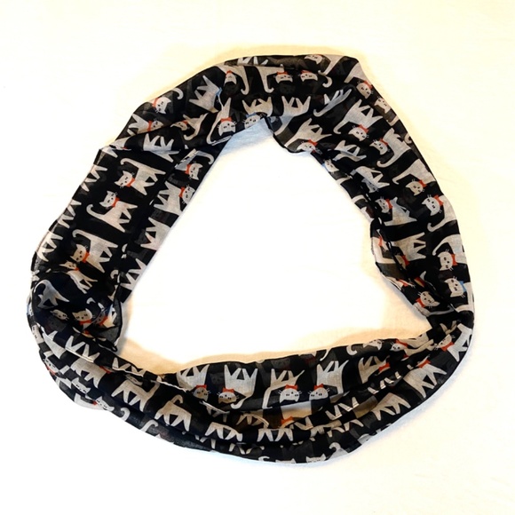 Vivian & Vincent Cat Print Infinity Scarf Lightweight Sheer Chiffon Cat Lover - Picture 2 of 10
